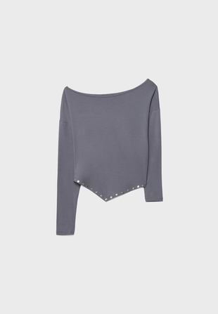 Футболка с шипами и острым подолом- Заказать в России