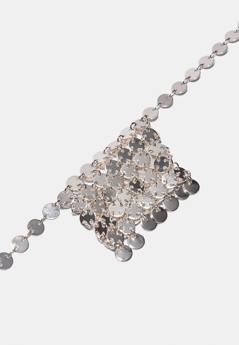 Колье-подвеска из металлической сетки