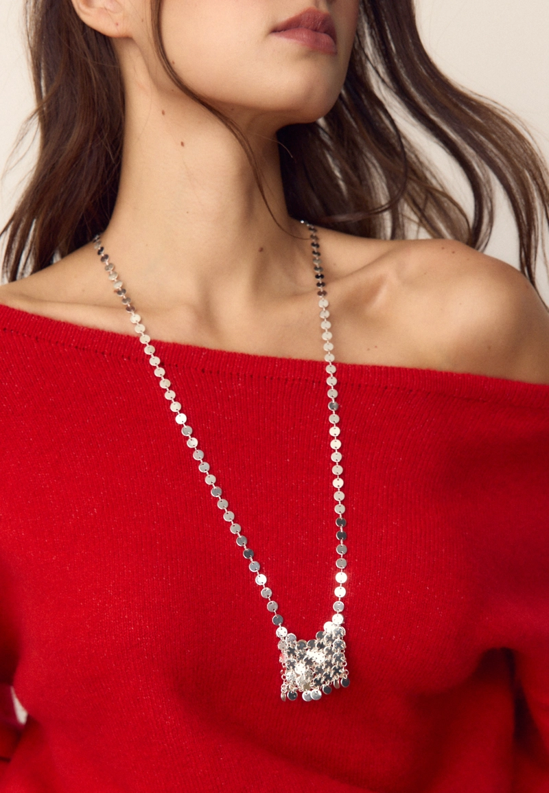 Колье-подвеска из металлической сетки