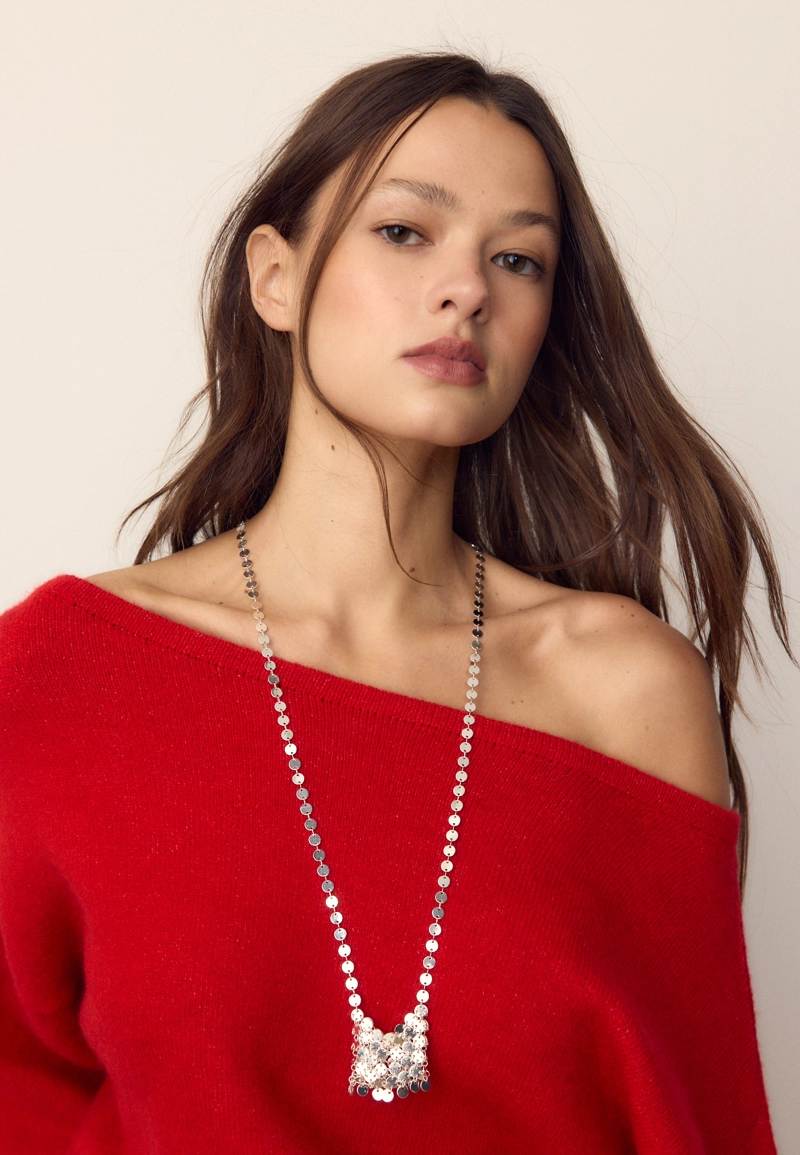 Колье-подвеска из металлической сетки