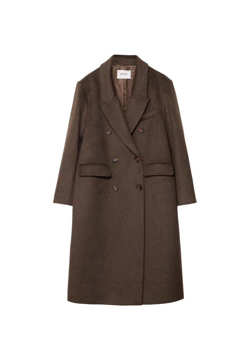 Длинное двубортное пальто оверсайз