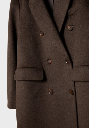 Длинное двубортное пальто оверсайз- Заказать в России