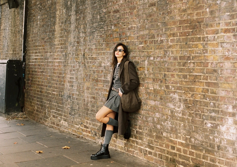 Длинное двубортное пальто оверсайз