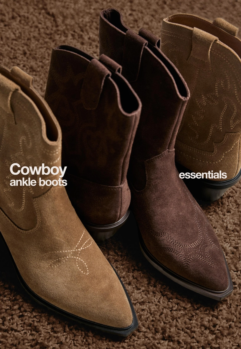 Кожаные ботильоны на каблуке в ковбойском стиле