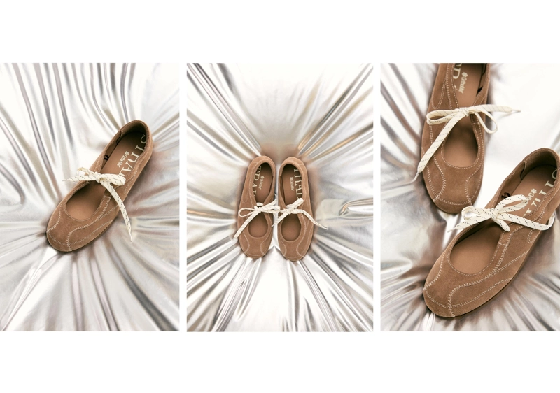 Кожаные балетки со шнуровкой