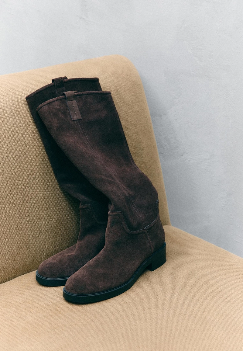 Кожаные ботфорты для верховой езды на плоской подошве