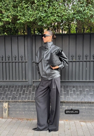 Куртка оверсайз из искусственной кожи- Заказать в России