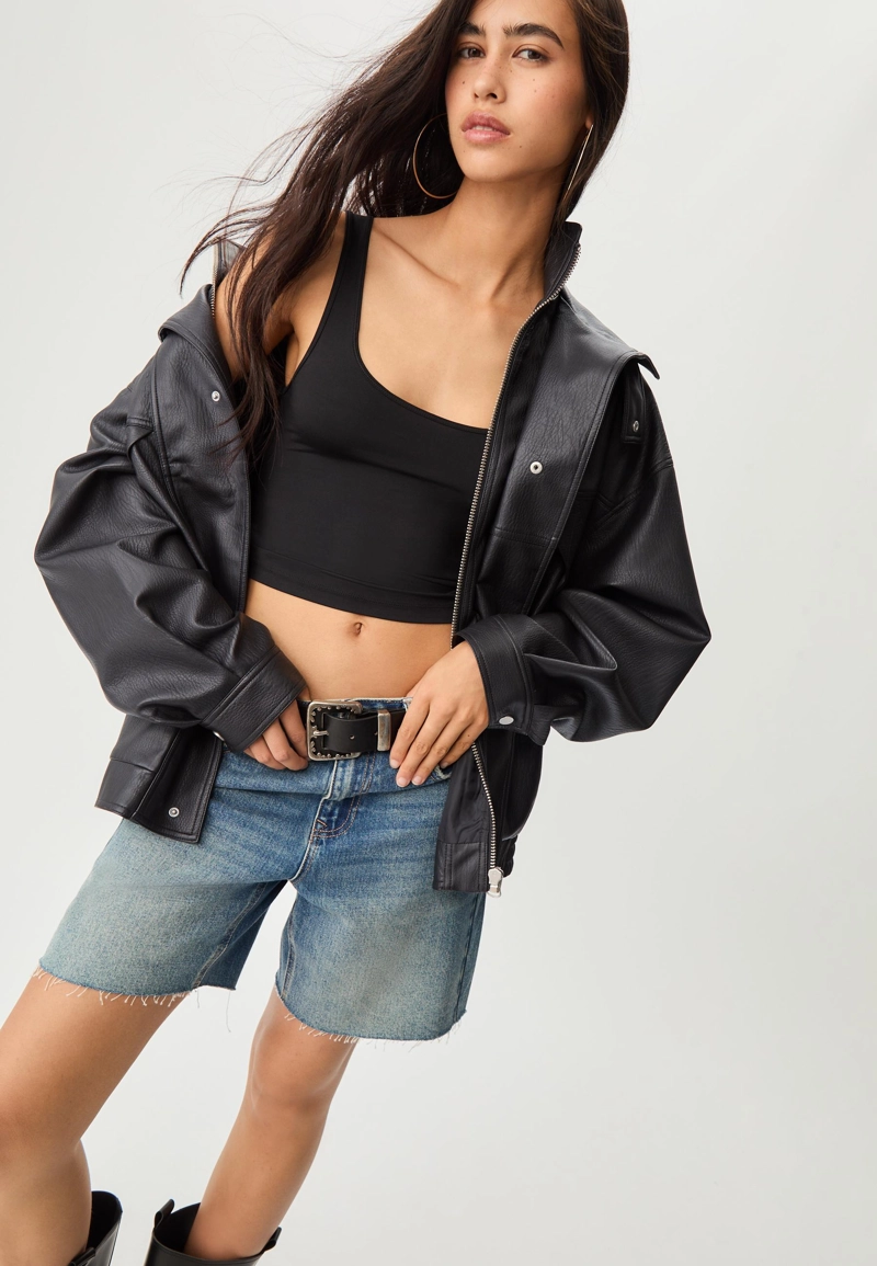 Куртка оверсайз из искусственной кожи