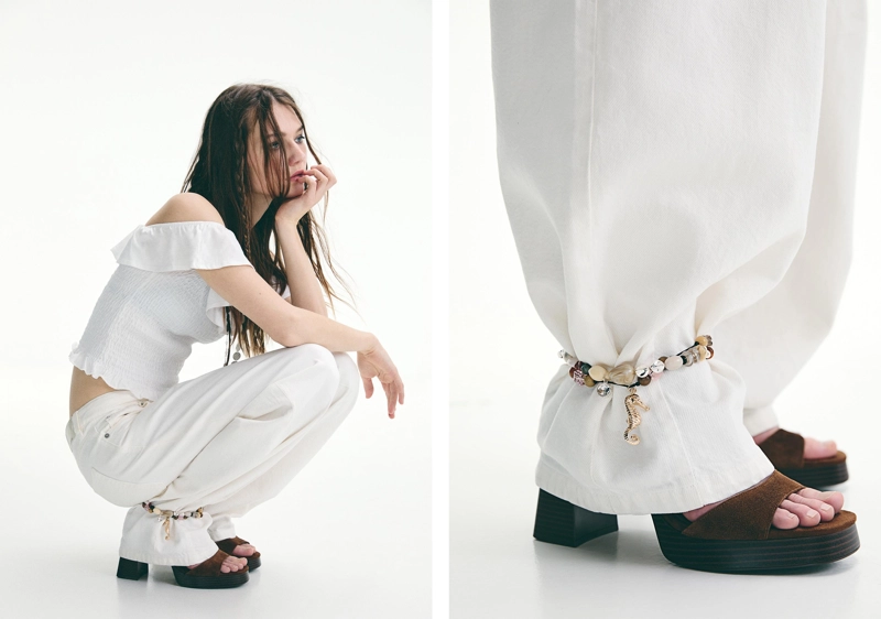 Кожаные босоножки на платформе