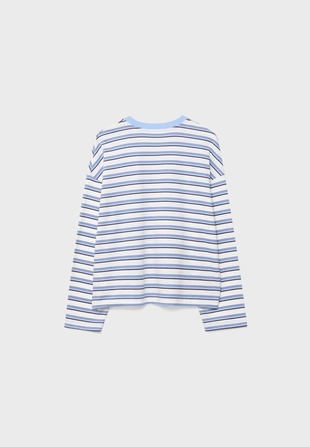 Полосатая футболка оверсайз с длинными рукавами- Заказать в России