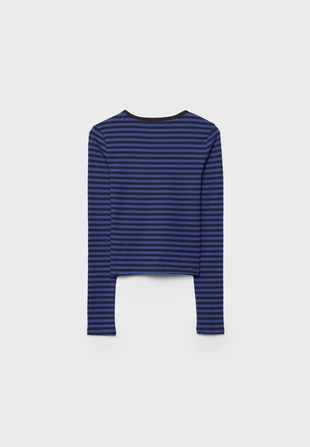 Базовая футболка из хлопка в полоску с длинными рукавами- Заказать в России