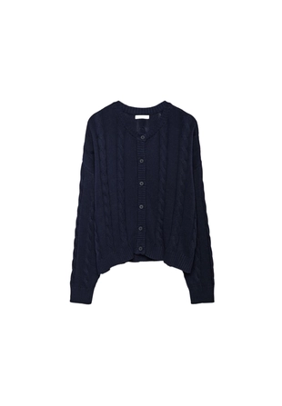 Вязаный кардиган с косами на пуговицах- Заказать в России