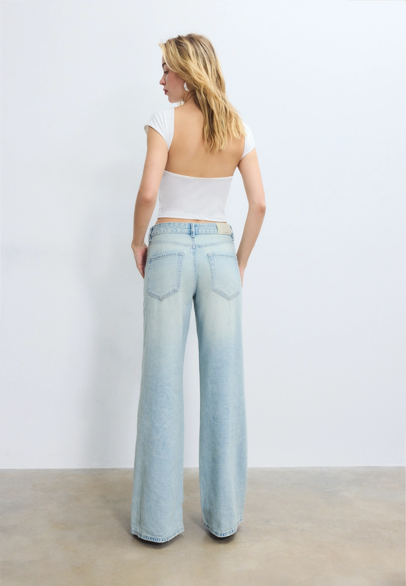 Джинсы D91 с низкой посадкой и широкими штанинами