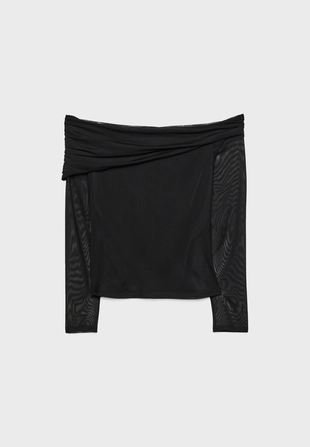 Асимметричная футболка из полупрозрачной ткани- Заказать в России