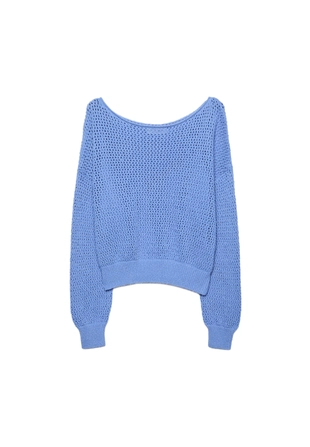 Вязаный джемпер в сетку с вырезом-лодочкой- Заказать в России