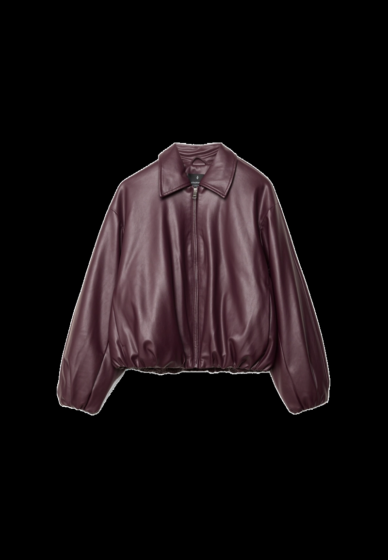 Стеганая куртка-бомбер из искусственной кожи