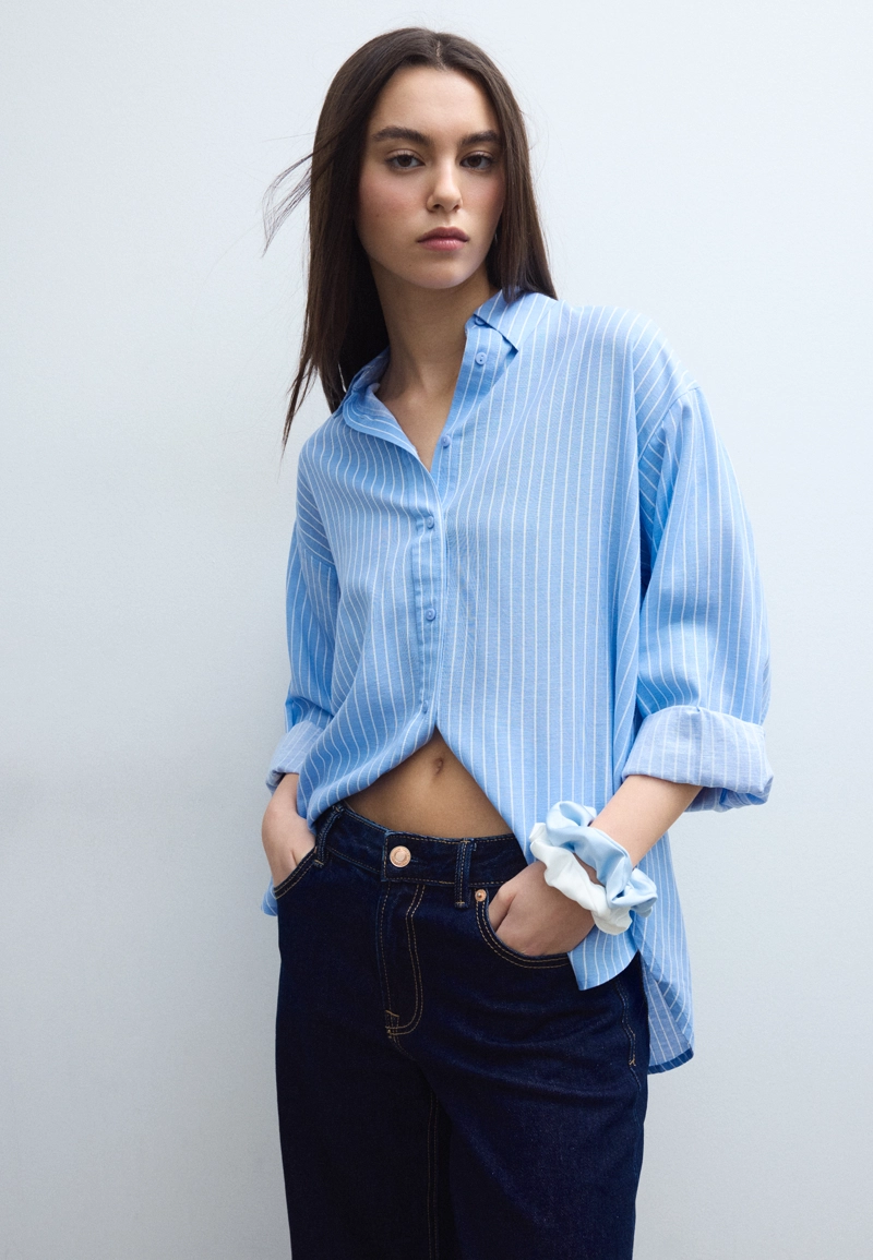 Рубашка под льняной эффект