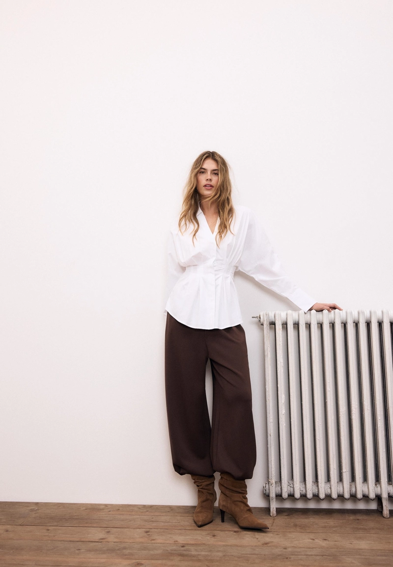 Рубашка из поплина со складками