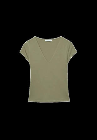 Футболка с короткими рукавами и V-образным вырезом- Заказать в России