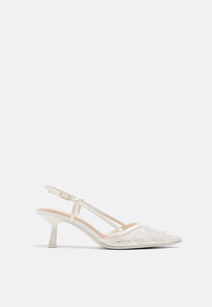 Туфли на среднем тонком каблуке из сетки со стразами- Заказать в России