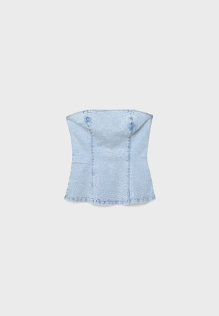 Shimmery denim bustier top- Заказать в России