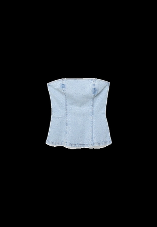 Shimmery denim bustier top- Заказать в России