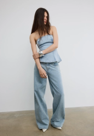 Shimmery denim bustier top- Заказать в России