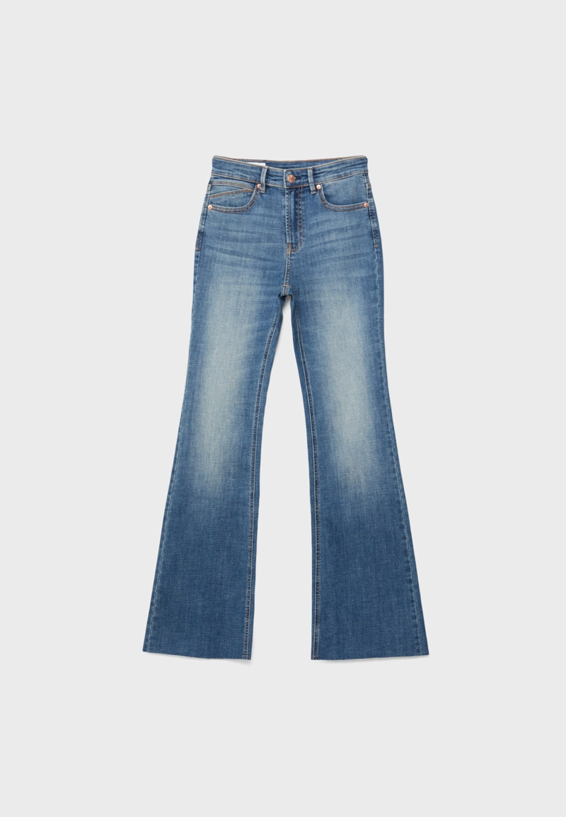 Джинсы клеш стрейч D74 с разрезами