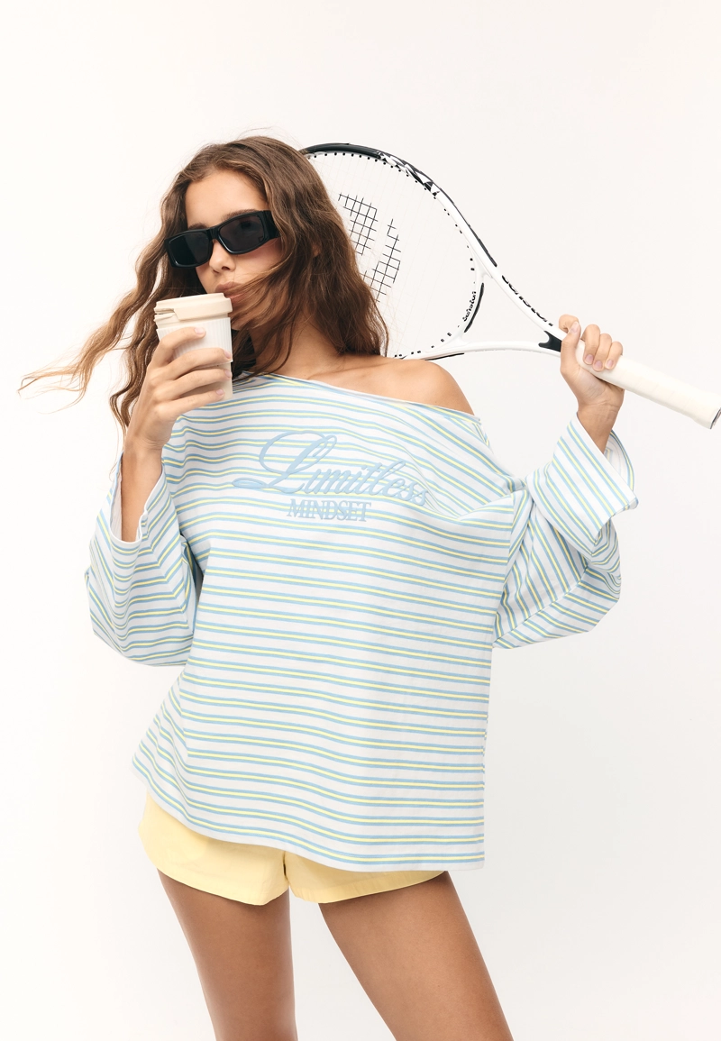 Футболка в полоску с длинными рукавами