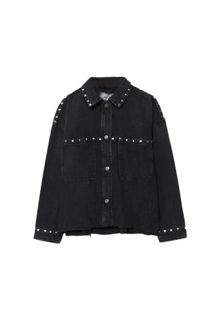 Cropped studded denim overshirt- Заказать в России