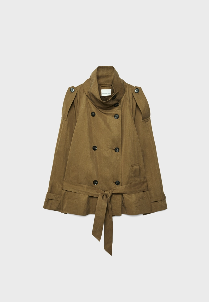 Короткий тренч с высоким воротником