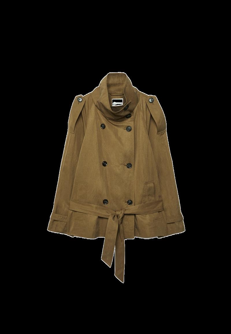 Короткий тренч с высоким воротником