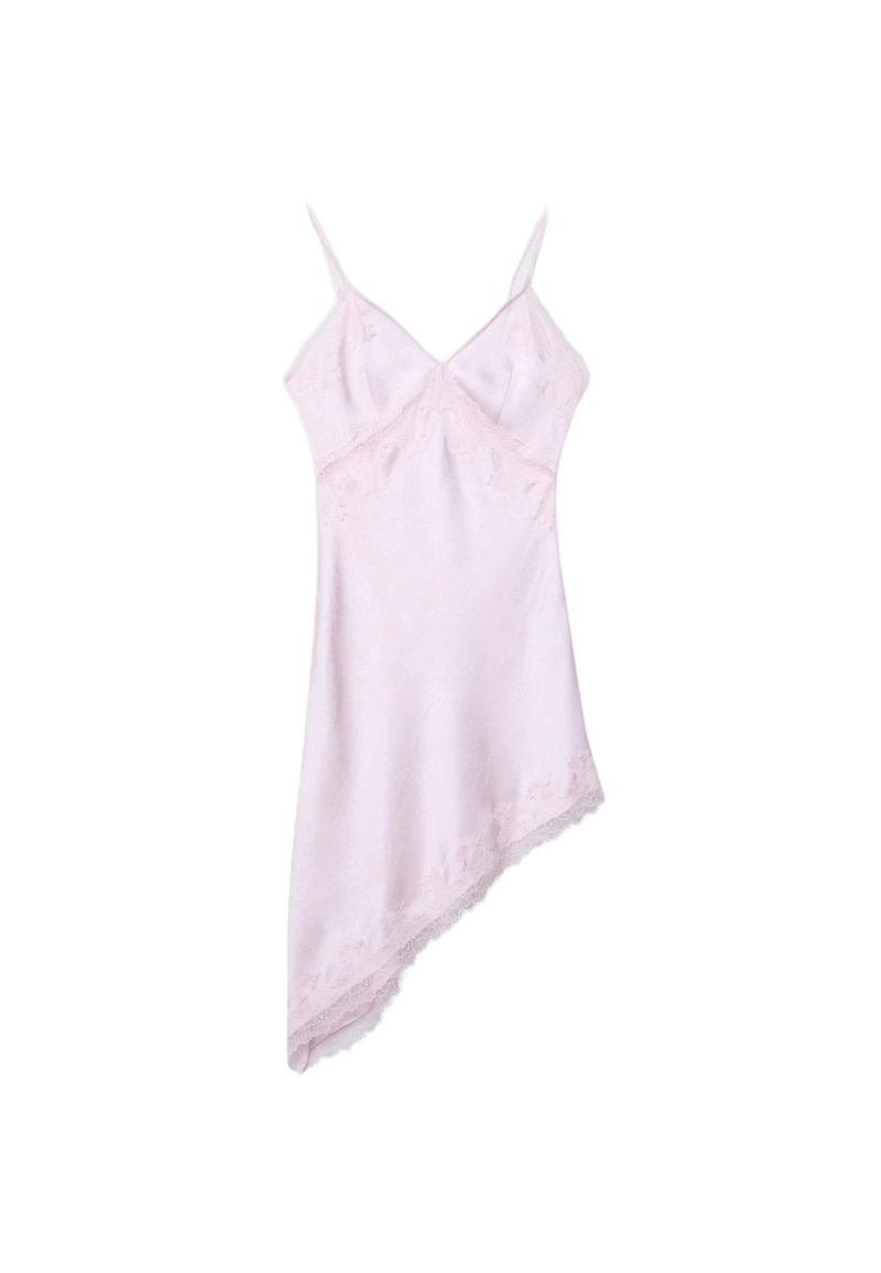 Короткое асимметричное платье с глянцевым блеском