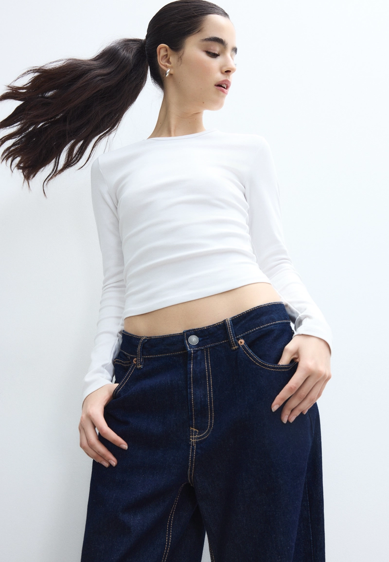 Базовая хлопковая футболка с длинными рукавами