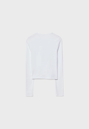 Базовая хлопковая футболка с длинными рукавами- Заказать в России