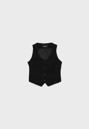 Linen effect buttoned waistcoat- Заказать в России