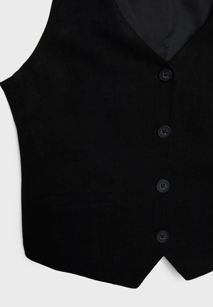 Linen effect buttoned waistcoat- Заказать в России