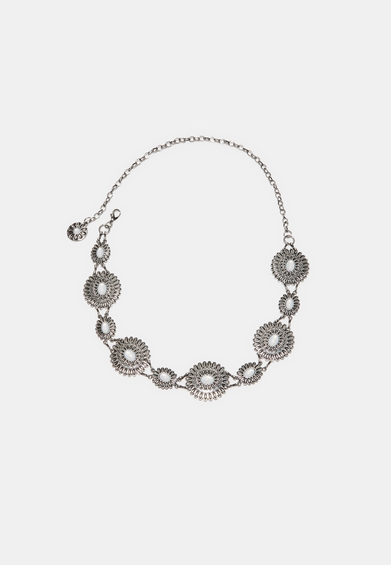 Ремень-цепочка с цветочными элементами