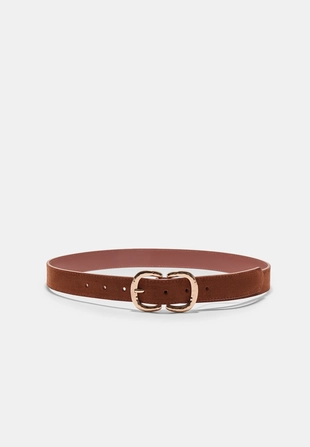 Faux Suede Double Buckle Belt- Заказать в России