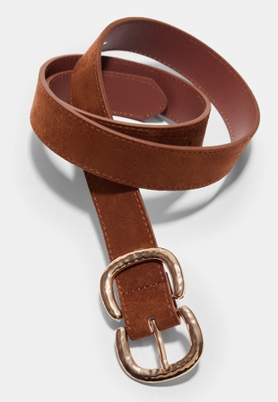 Faux Suede Double Buckle Belt- Заказать в России