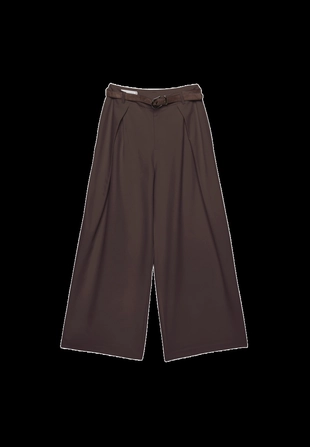 Брюки с макси-защипами и поясом- Заказать в России