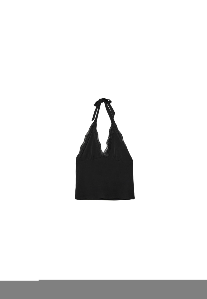 Топ с горловиной халтер и кружевом