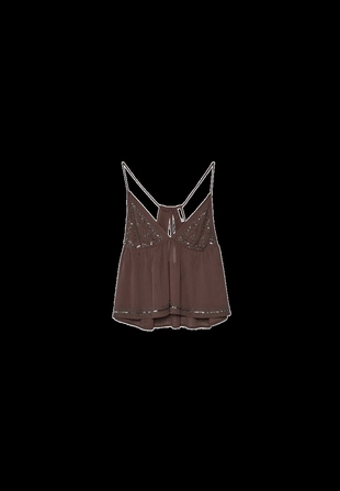 Топ на бретелях с вышивкой- Заказать в России