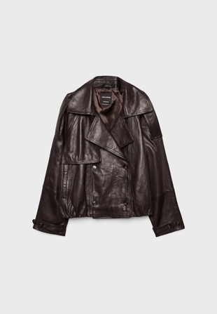 Кожаный тренч оверсайз- Заказать в России