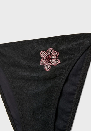Brazilian bikini briefs with floral embroidery- Заказать в России