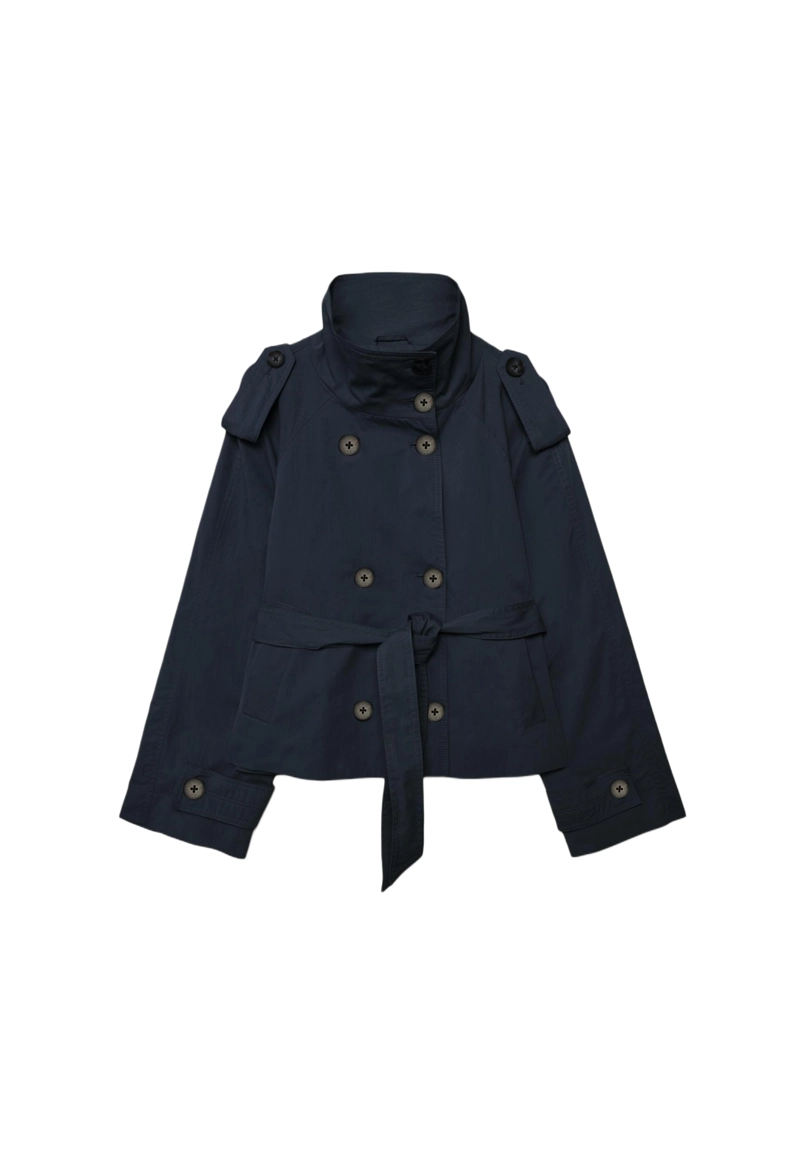 Тренч с высоким воротником и поясом