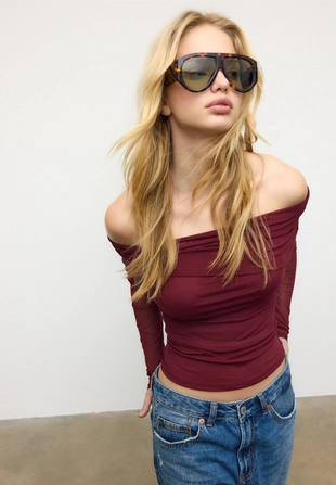 Asymmetric tulle Tshirt- Заказать в России