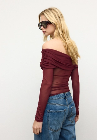 Asymmetric tulle Tshirt- Заказать в России