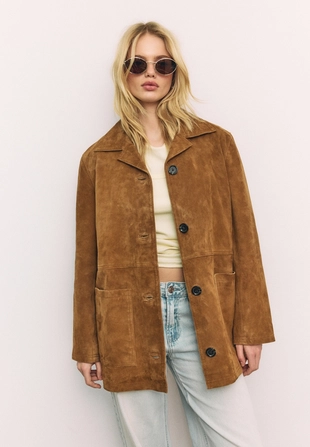 Кожаная куртка с карманами- Заказать в России