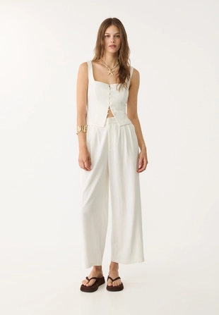 Linen blend darted culottes- Заказать в России